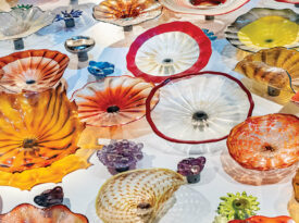 The hand-blown glass plates lining the wall at Vidrio are just one display of North Carolina's talented glass artists