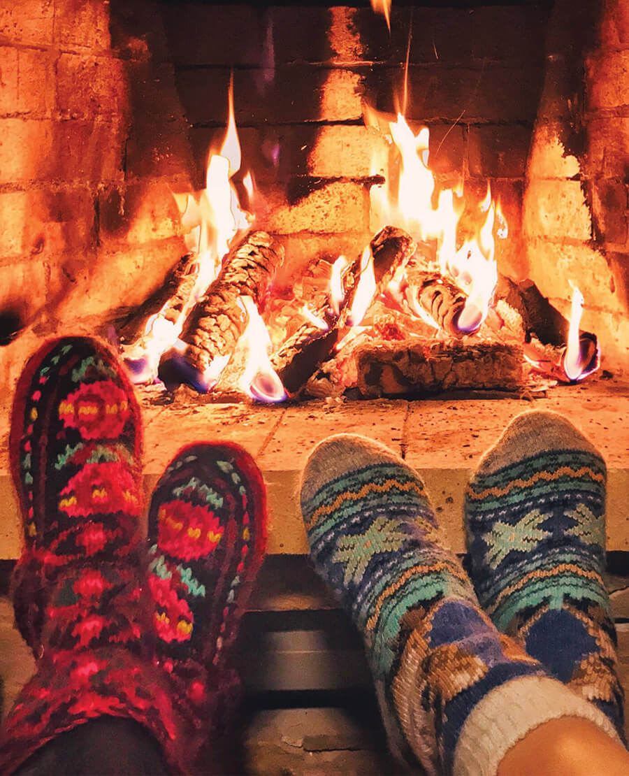 Toes warming by the fire