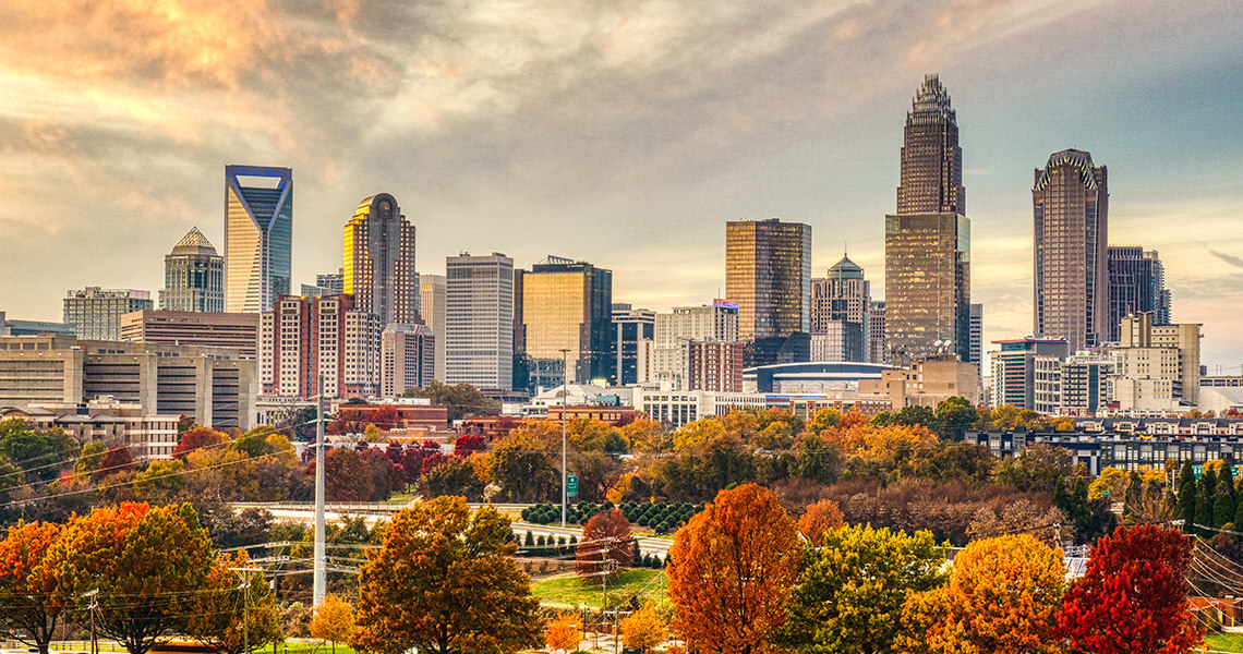 Charlotte Skyline during the fall.