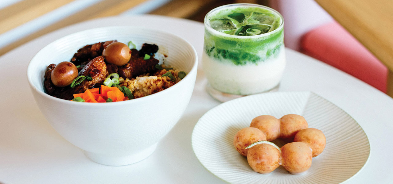 Salad and matcha at Heirloom in Raleigh, North Carolina