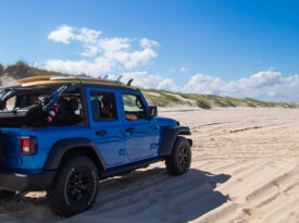 Jeep drives on beaches in Corolla North Carolina