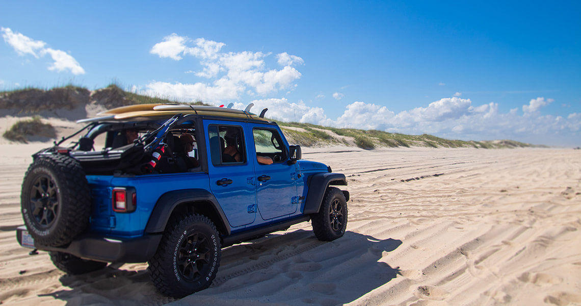 Jeep drives on beaches in Corolla North Carolina