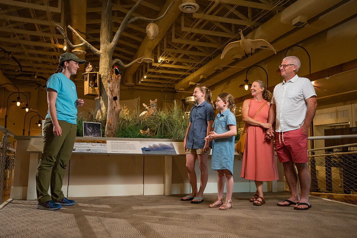 Family visits the Outer Banks Center for Wildlife Education.