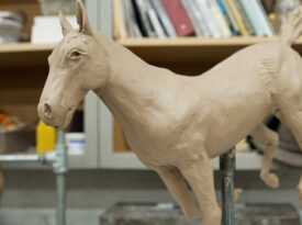 Sculpting a clay horse in Randolph County, NC