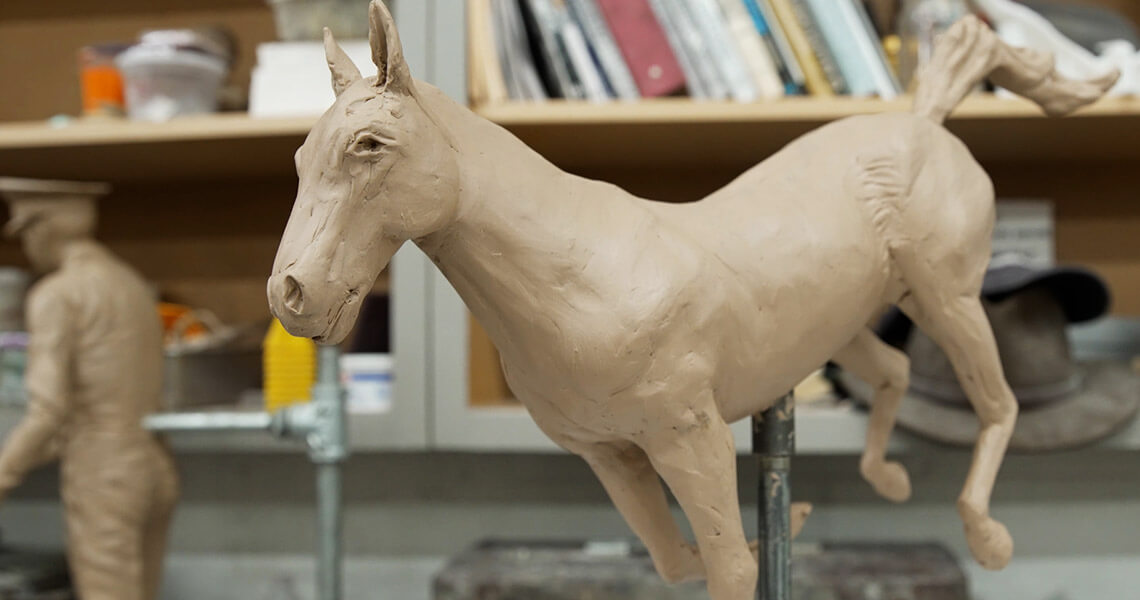 Sculpting a clay horse in Randolph County, NC