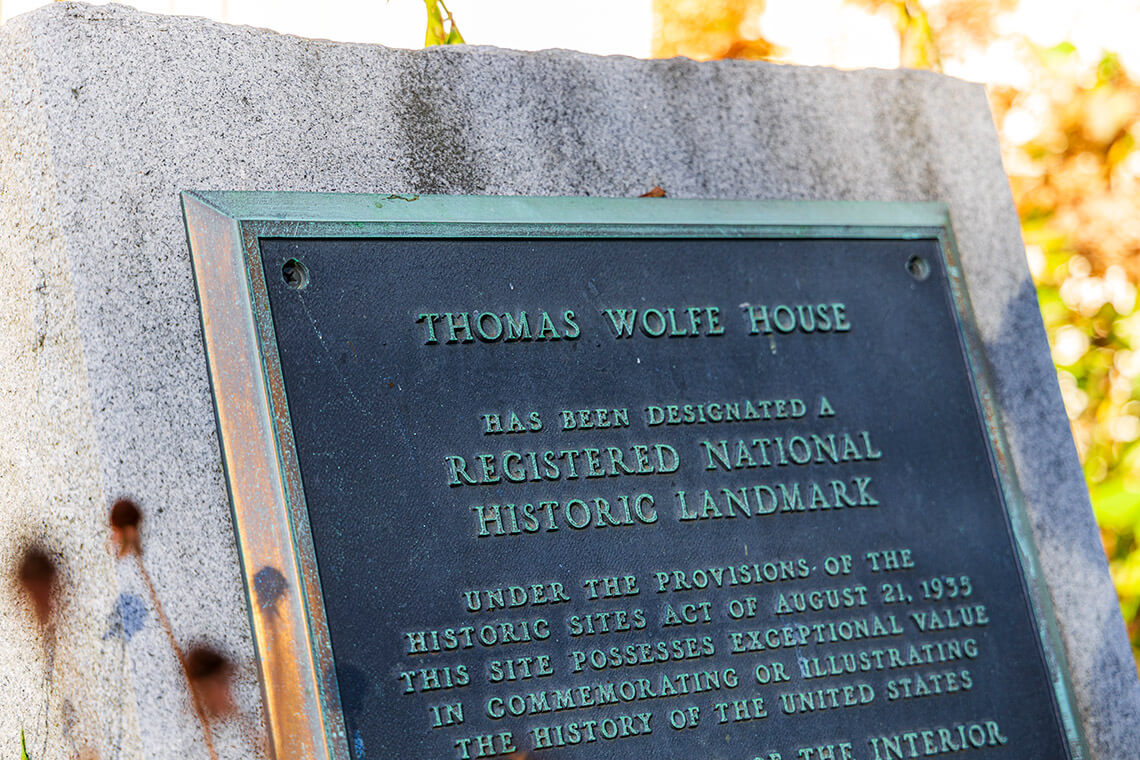 The Thomas Wolfe House Registered National Landmark placard.