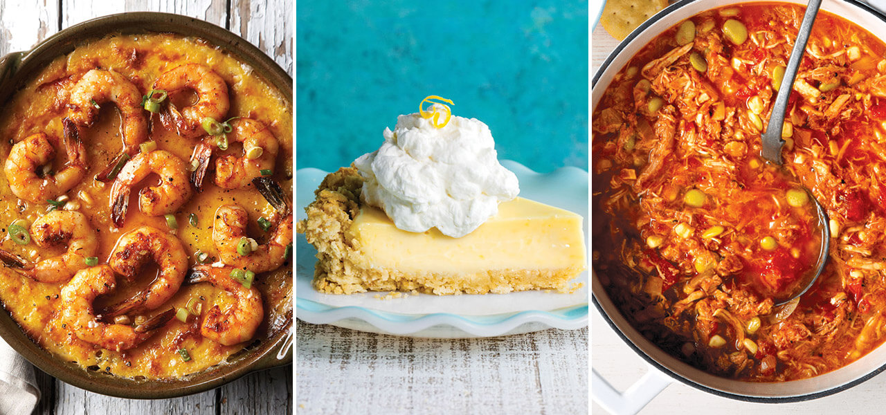 Shrimp and grits, Atlantic Beach Pie, and Brunswick stew