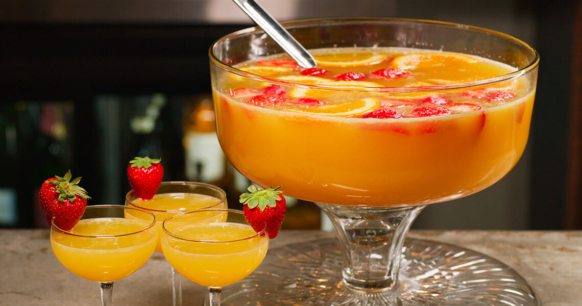 Punch bowl and glasses of Resolution Punch nonalcoholic punch