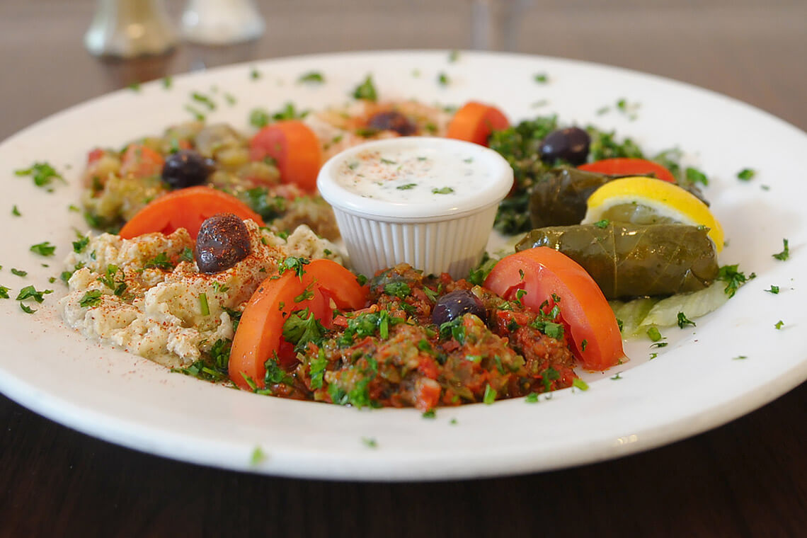 Platter of mezze from Bosphorous in Cary, North Carolina.