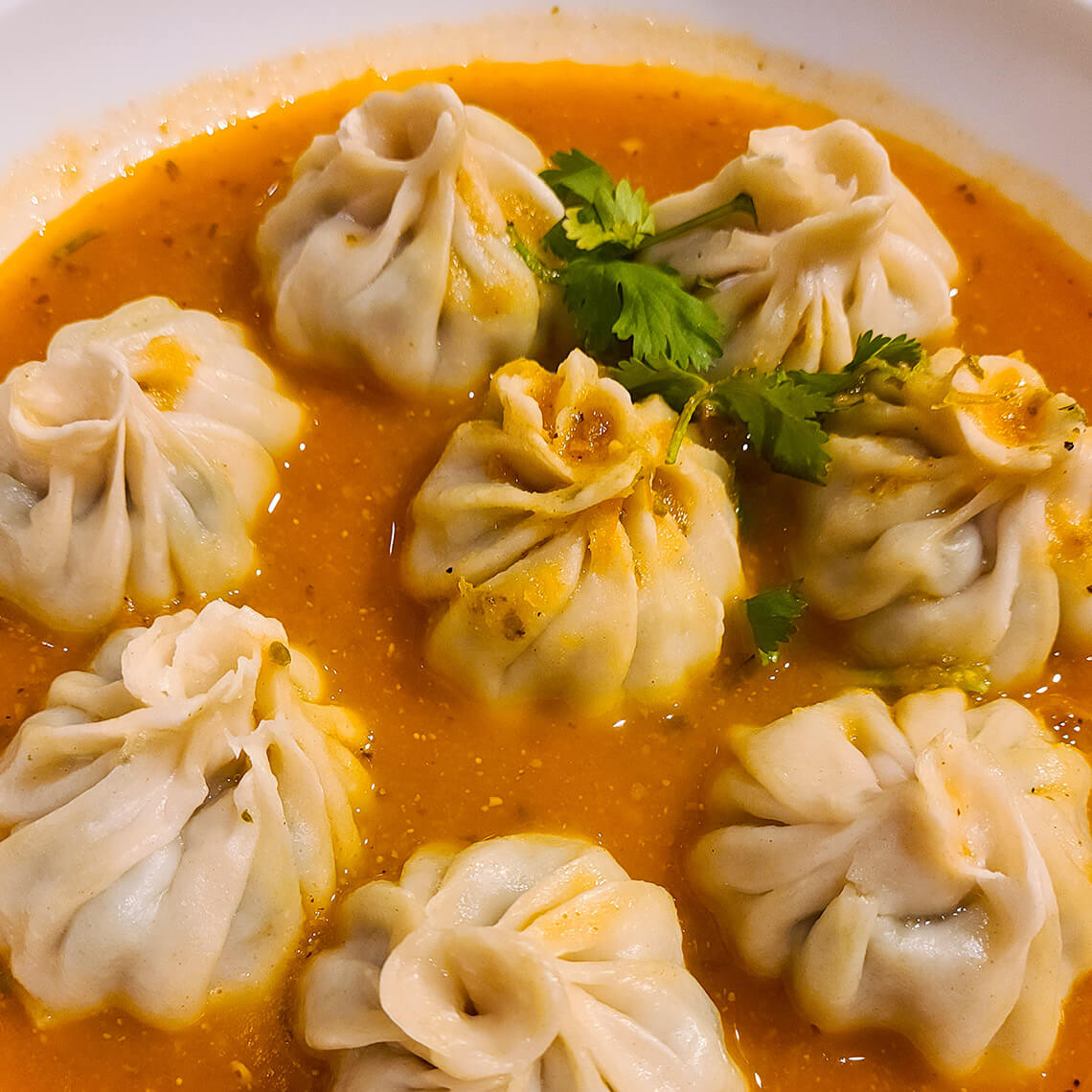 Jhol momo dumplings from Everest Nepali Cuisine in Cary, North Carolina