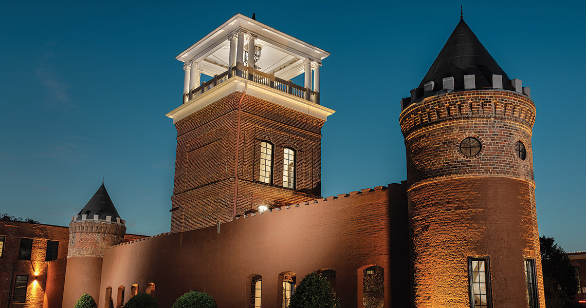 The castle-like spires at McAdenville Mill