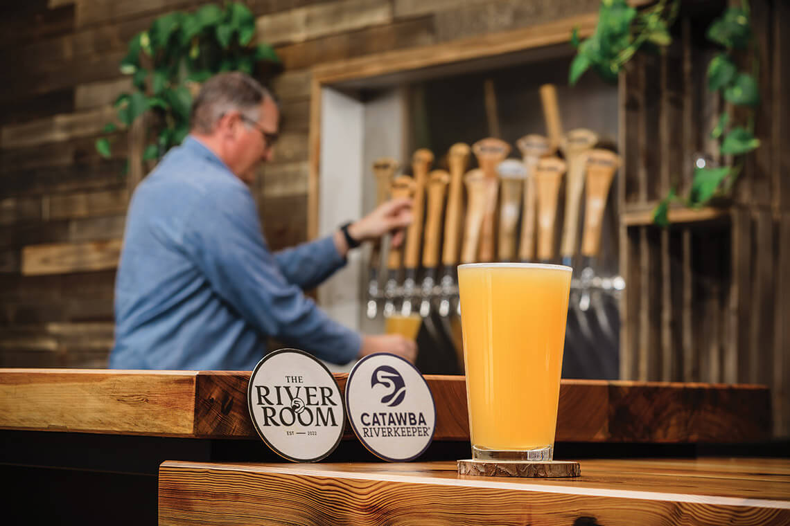 Pint of beer in the River Room taproom in McAdenville