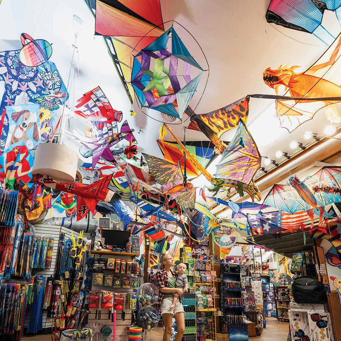 Kitty Hawk Kites sells kites of all shapes and sizes at their Nags Head store.