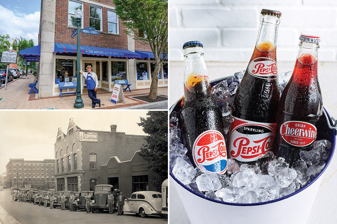 Downtown Salisbury, downtown New Bern, Bucket full of Pepsi-Cola and Cheerwine.