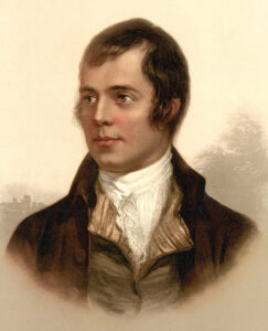 Portrait of poet Robert Burns from Scotland.