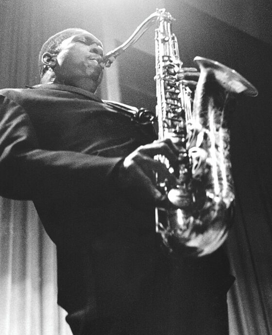 John Coltrane playing saxophone.