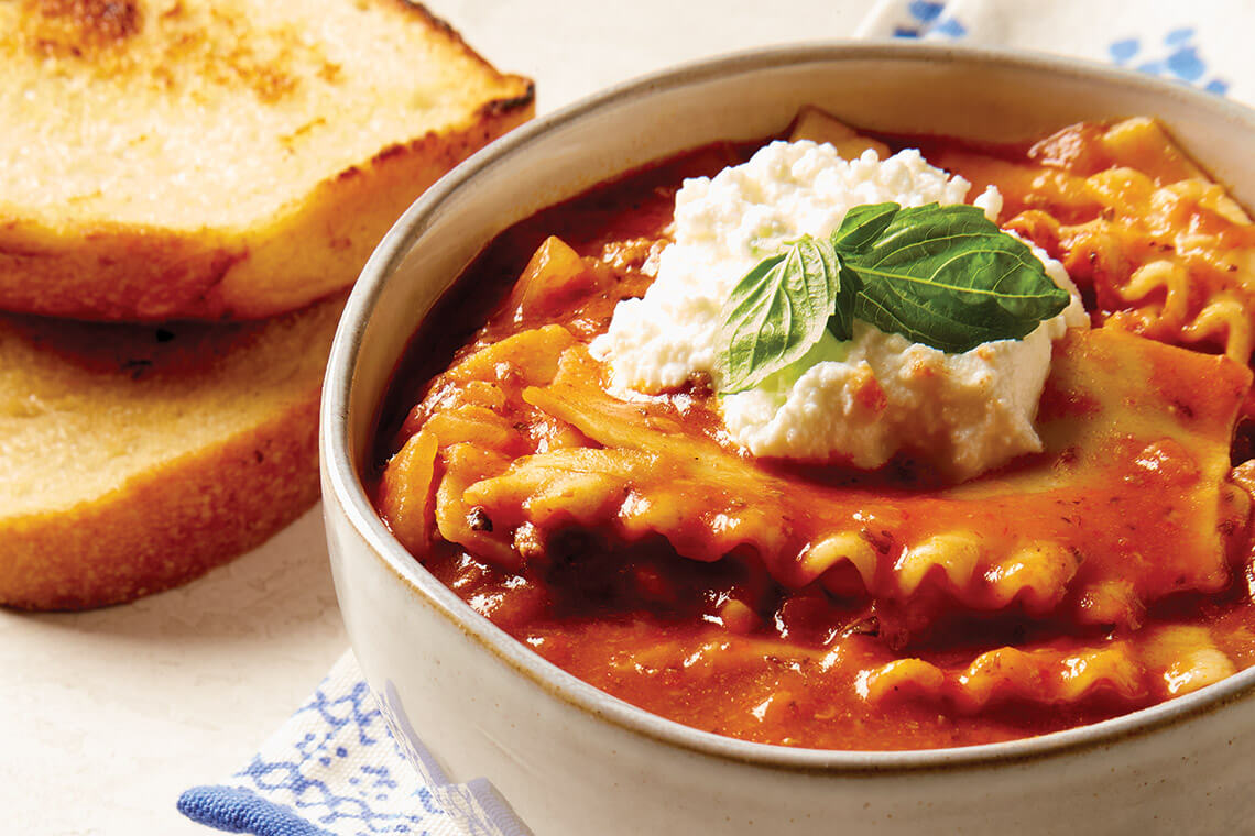 bowls of lasagna soup