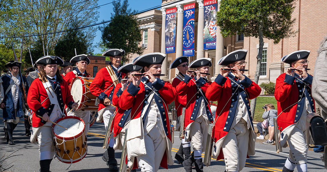 Revolutionary era parade in Halifax NC