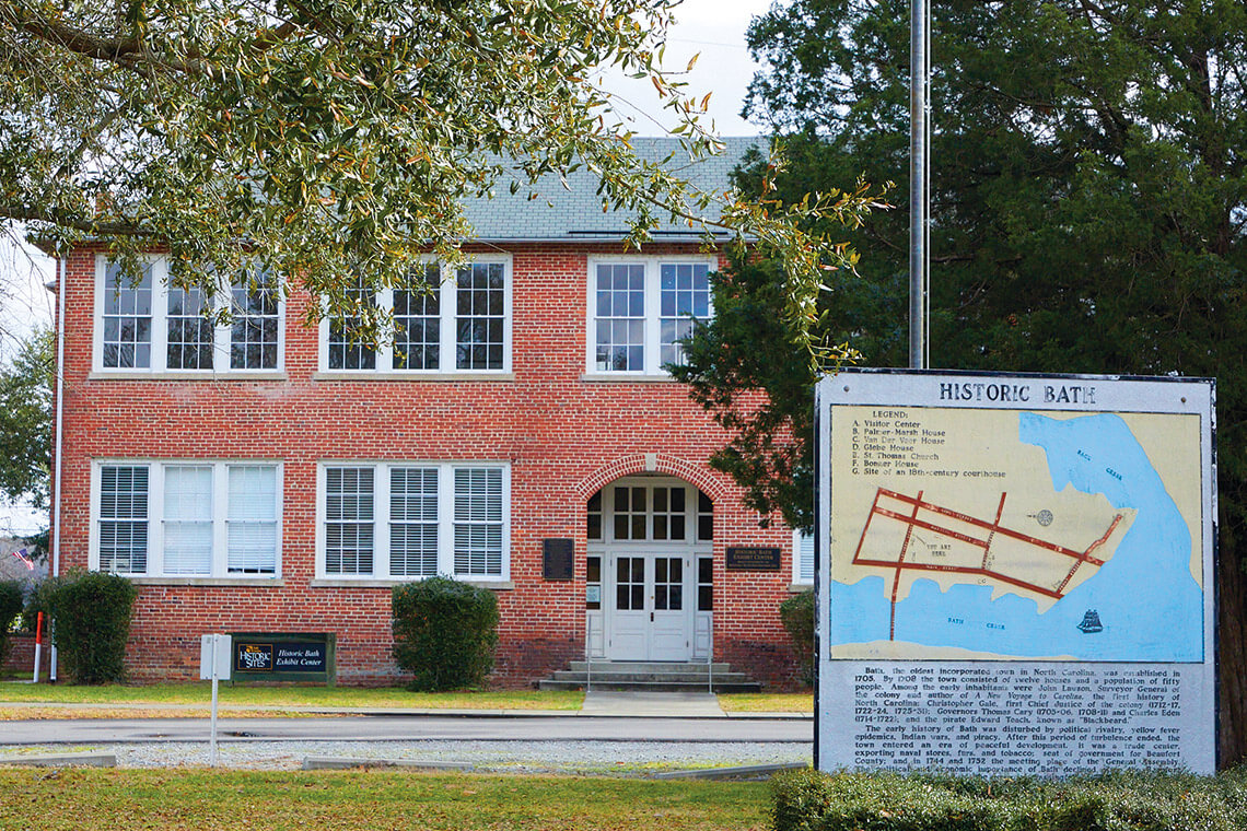 Outside of Historic Bath Exhibit Center in Bath, NC