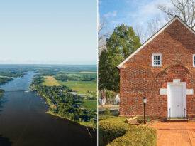 Bath, NC, located along the Pamlico River, and St. Thomas Episcopal Church.
