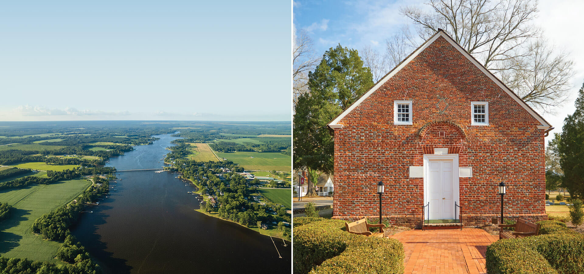 Bath, NC, located along the Pamlico River, and St. Thomas Episcopal Church.