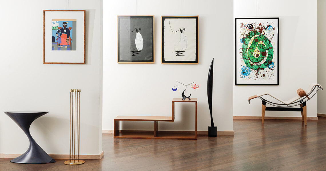 The gallery spaces at Leland Little Auctions showcase vintage and modern works of art and design.