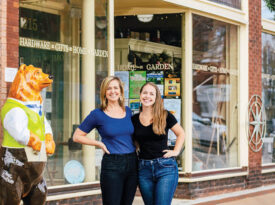 Lindsay Sims and Winnie Smith outside Mitchell Hardware.