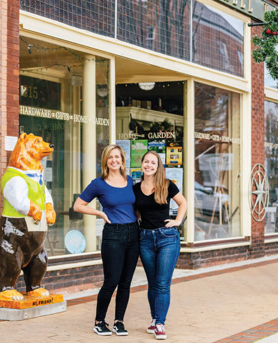 Lindsay Sims and Winnie Smith outside Mitchell Hardware.