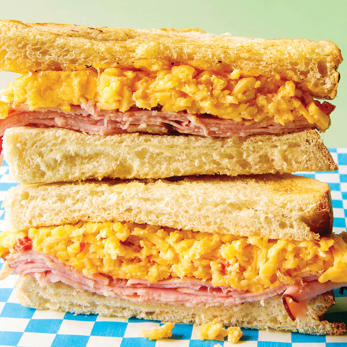 Grilled pimento cheese and ham sandwich