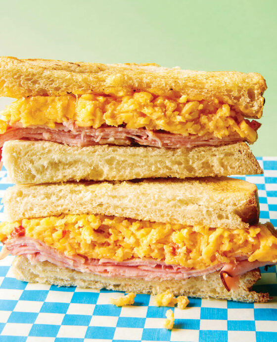 Ham and pimento cheese sandwich