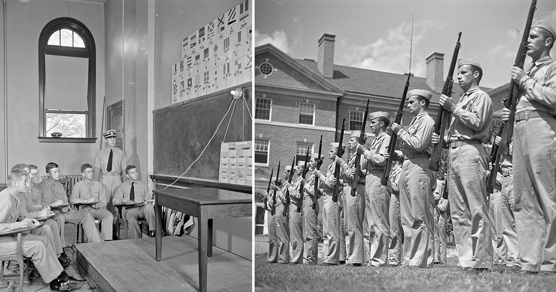 Cadets at UNC's U.S. Navy Pre-Flight School in Chapel Hill, NC.