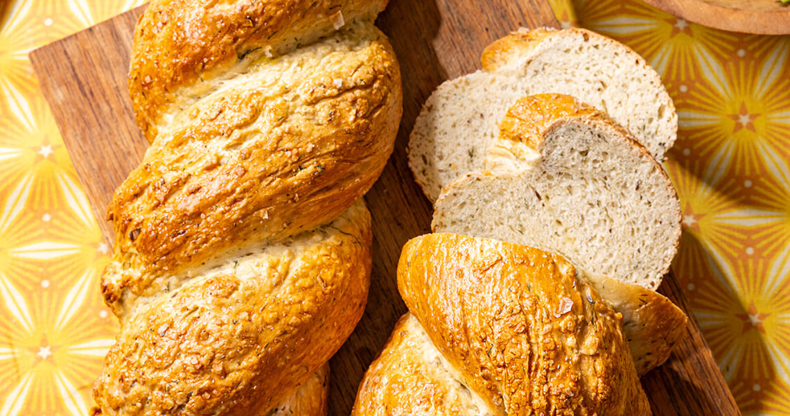 Braided herb bread loaves