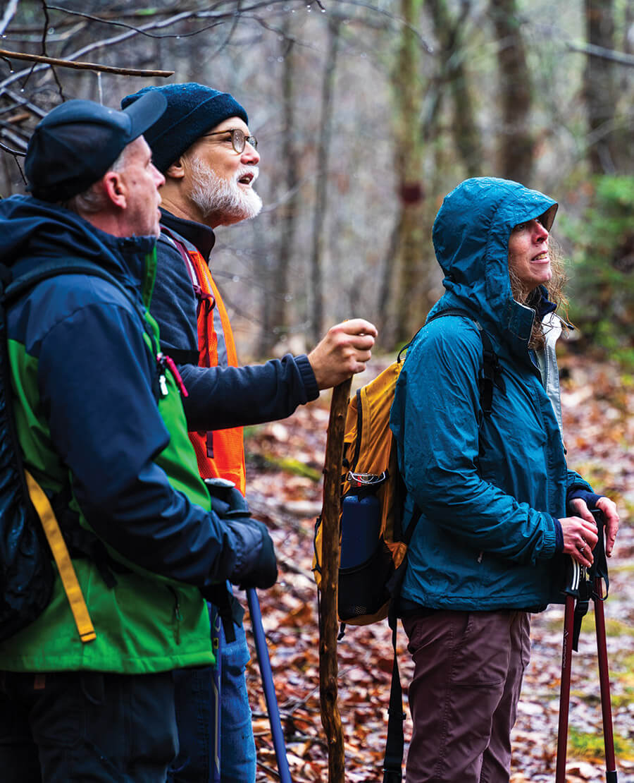 The author (center), Smith and her partner, Thomas Glenn, in Lost Cove.