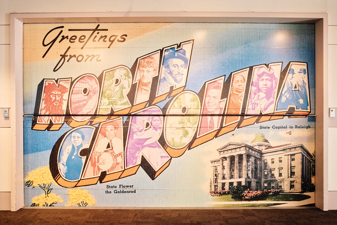 Greetings from North Carolina mural in the North Carolina Museum of History