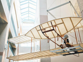 The Wright Glider inside the North Carolina Museum of History.