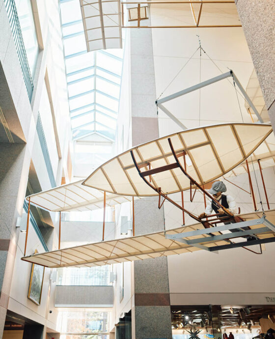 The Wright Glider inside the North Carolina Museum of History.
