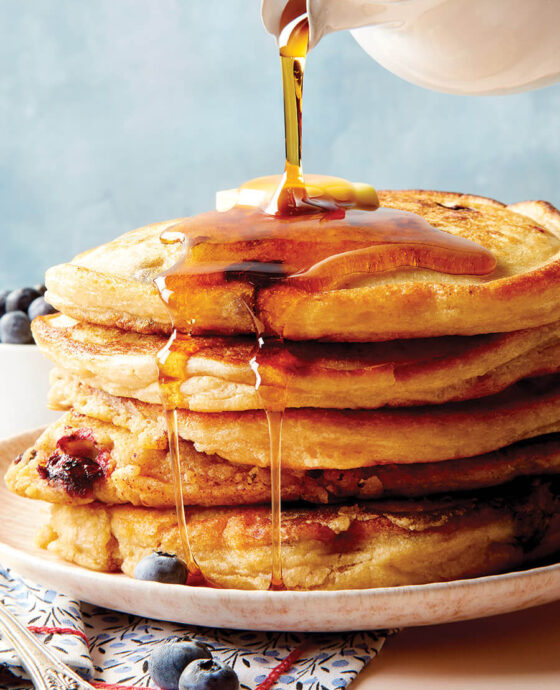 Stack of blueberry pancakes