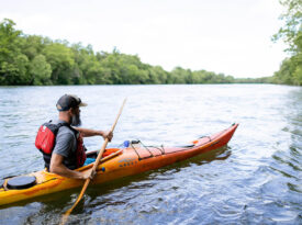 Man kayaking in Hickory, NC