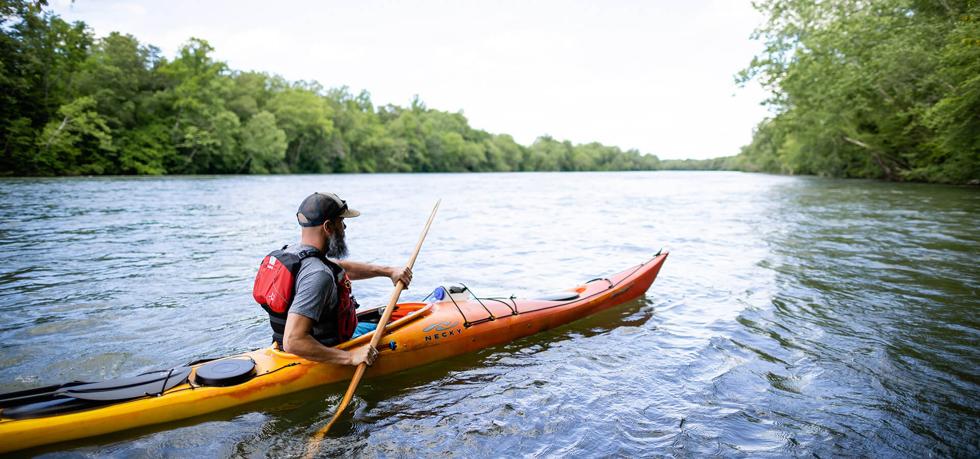 Man kayaking in Hickory, NC