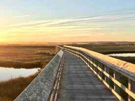 Kenneth D. Batts boardwalk at sunset in Surf City.