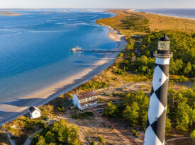 The Cape Lookout Lighthouse at Cape Lookout, NC.