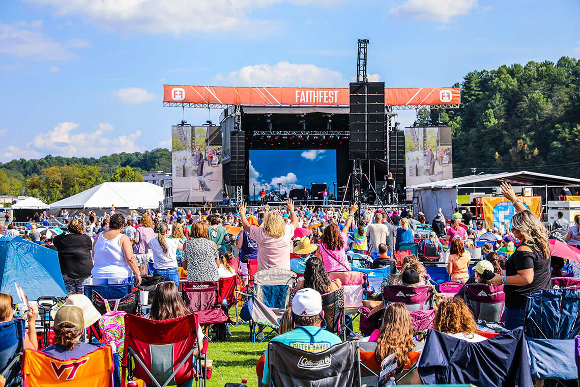 Crowd watches performances at FaithFest.