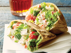 Cucumber salad stuffed pitas