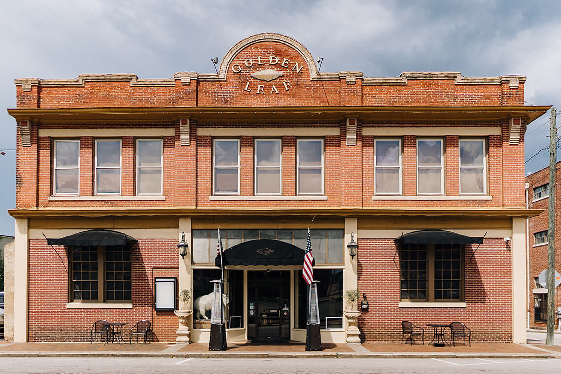 The brick building that houses the Golden Leaf Bistro in downtown Danville