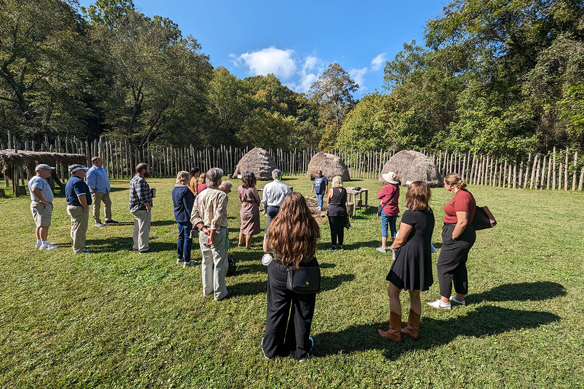 Visitors at the Occaneechi Village Replica Site