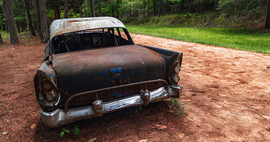 Old car along the Occoneechee Speedway