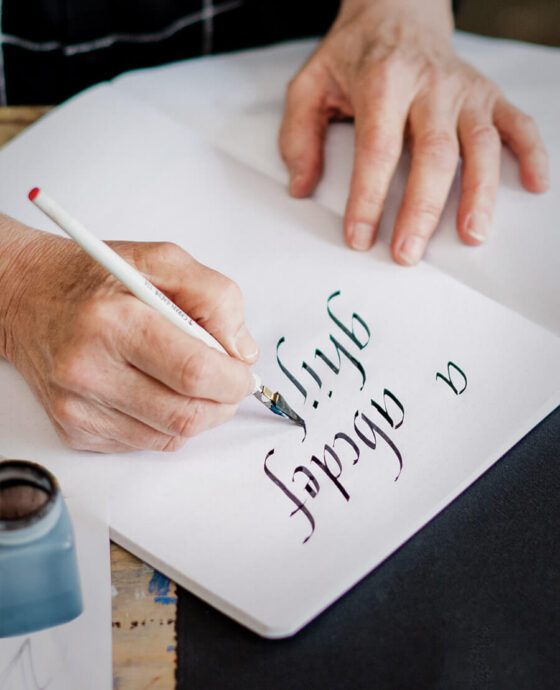 The alphabet written in calligraphy