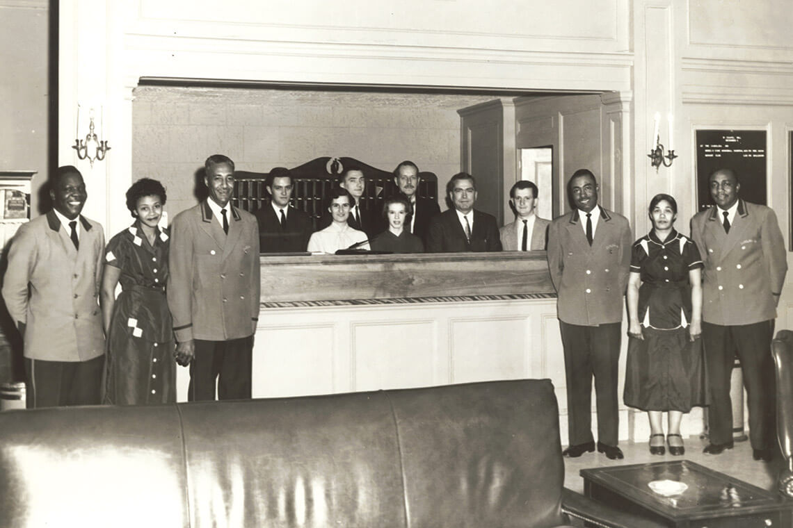 Staff at the time of the cafeteria's closing