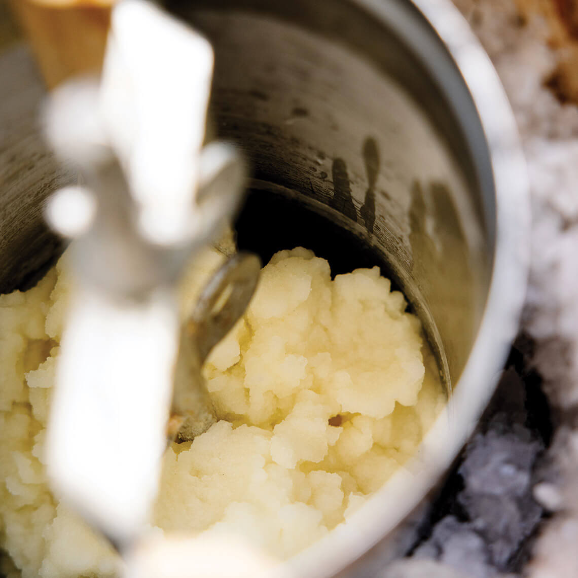 Honeysuckle sorbet in an ice cream maker