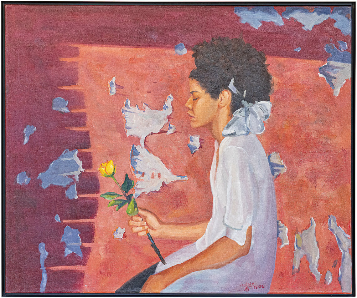 Painting Girl with Flower by Joseph Pearson hangs in the North Tower at Mission Hospital in Asheville